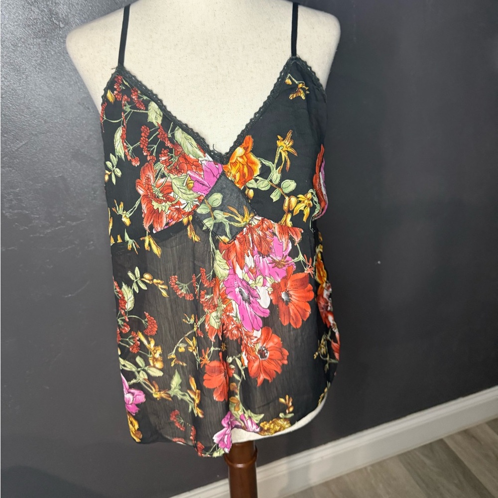Floral Black Camisole Top